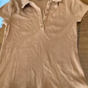 J. Crew Tan Ribbed Button Down Shirt